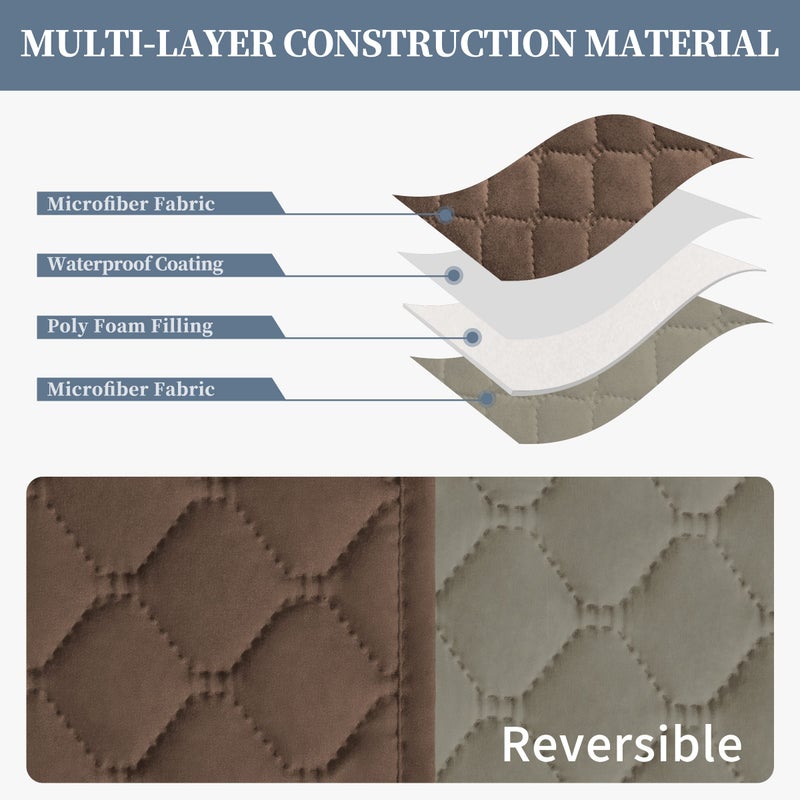 ISSUNTEX Double Protection 100% Waterproof Loveseat Sofa Covers for Living Room  Couch Covers for 2 Cushion Couch Sofa  Reversible Furniture Protector Sofa Cover for Dogs (Loveseat  Brown/Beige) - Image 4